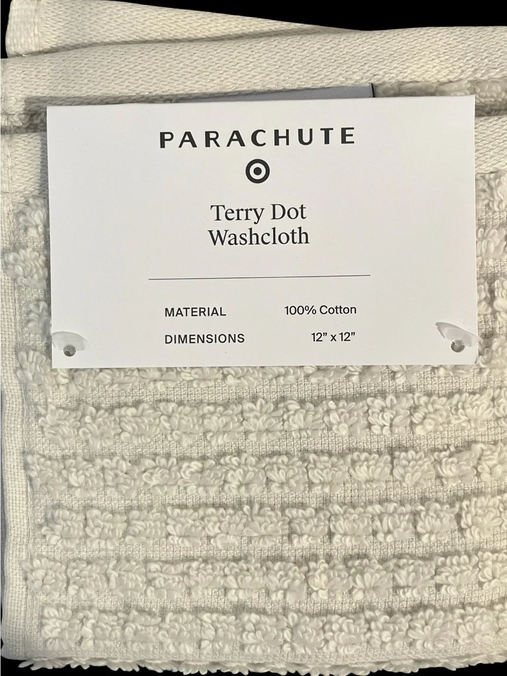 Parachute Terry Dot Towel Parchment Washcloth Bone Ivory Set of 2 NWT Bath